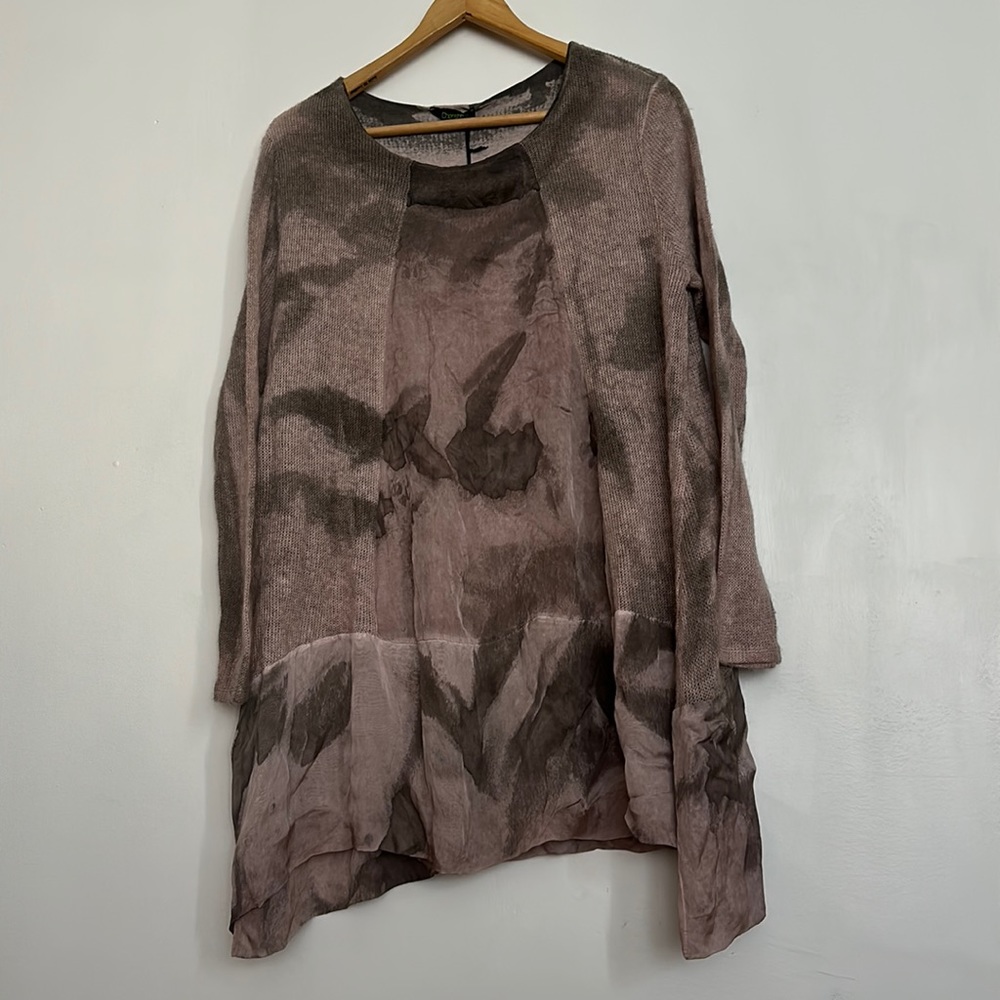 Cherishh Made Italy Top Brown and Pink tones made with Angora and Silk blends.
